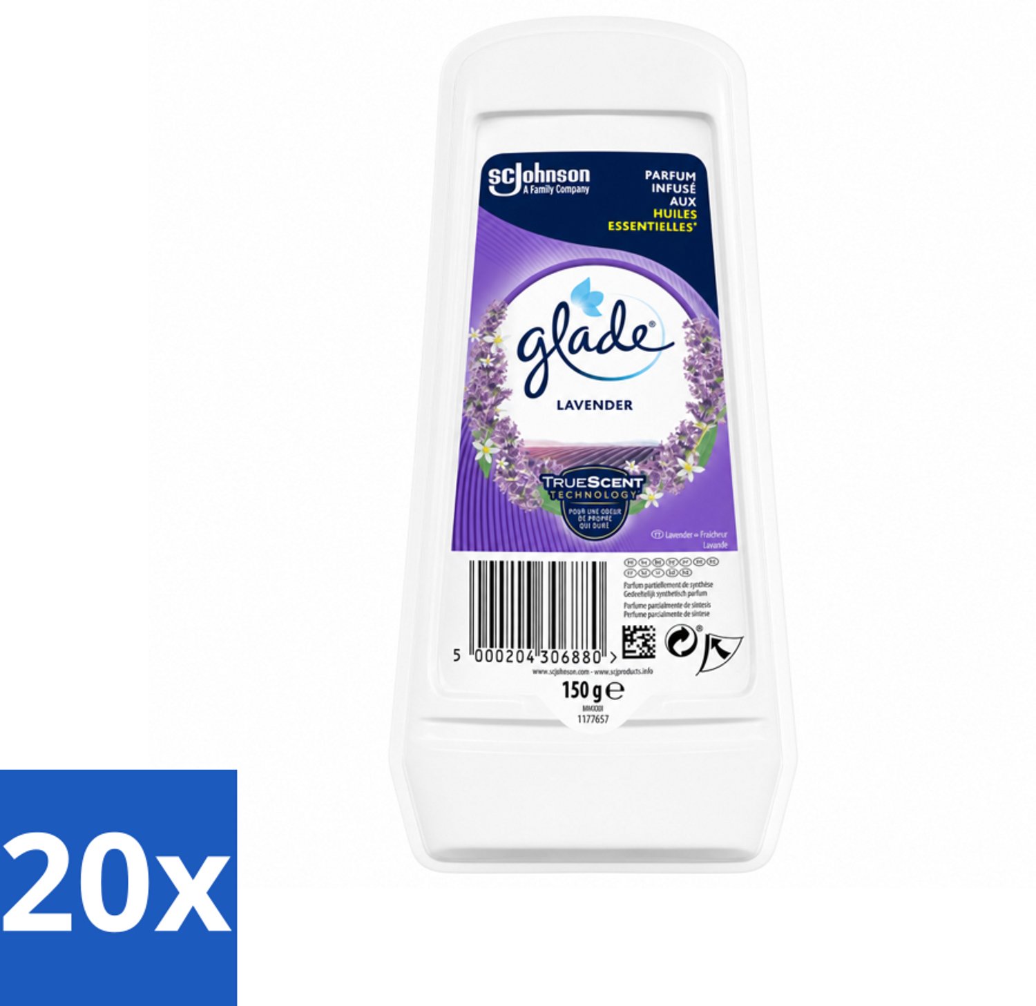 20 x Glade - Gel - Tranquil Lavender & Aloë - 150 g - Voordeelverpakking - 20 stuks