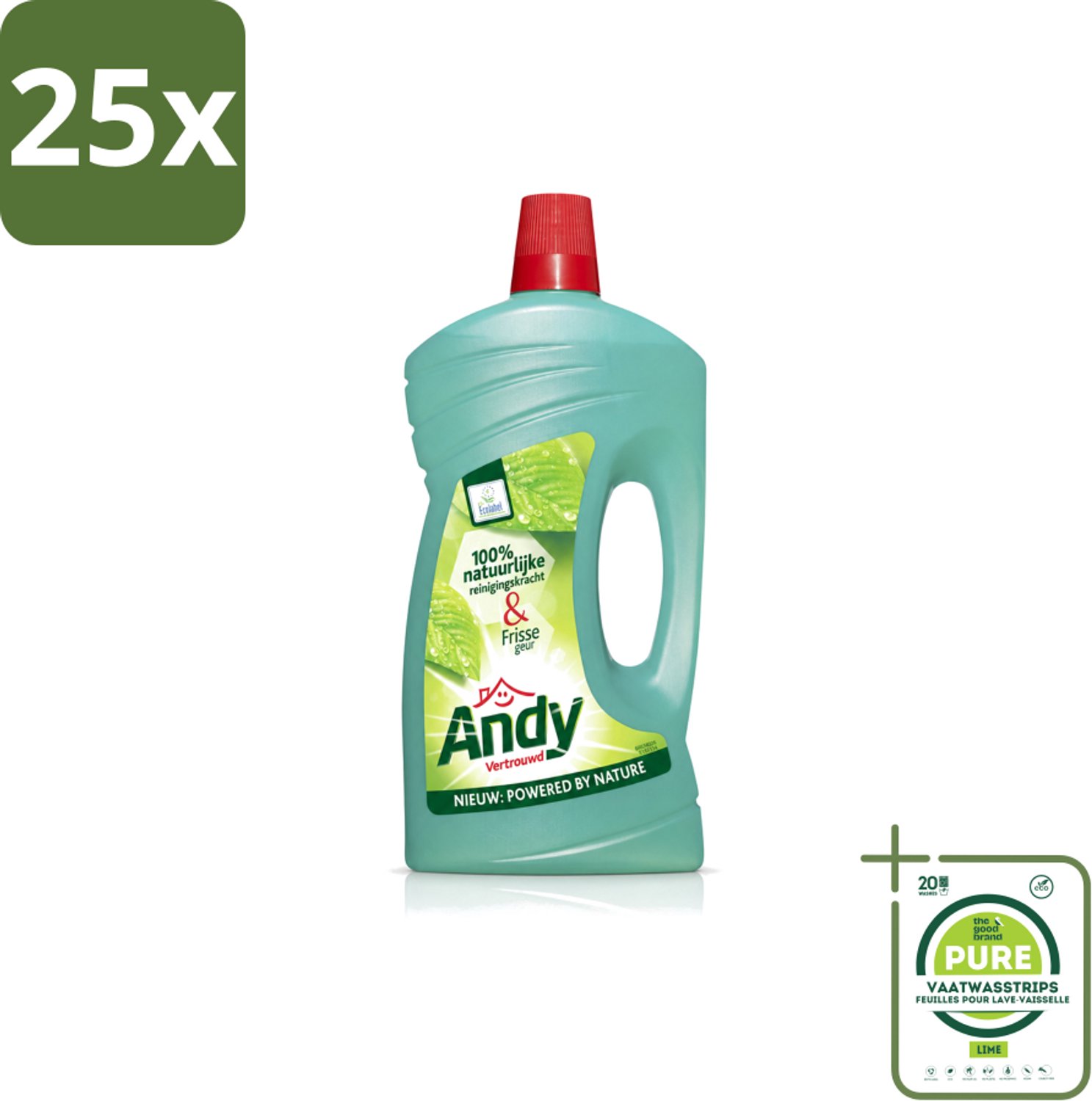 25 x Andy - Vertrouwd - Allesreiniger - Fris & Vertrouwd - 1L - Grootverpakking - Vaatwasstrips - Allesreiniger - Natuurlijke Reiniger - Fris Aroma - Vertrouwde Geur - Milieuvriendelijk