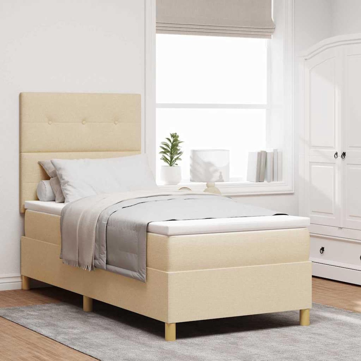 Bekleding Verstelbaar hoofdbord Modern ontwerp 100x200 cm Crème