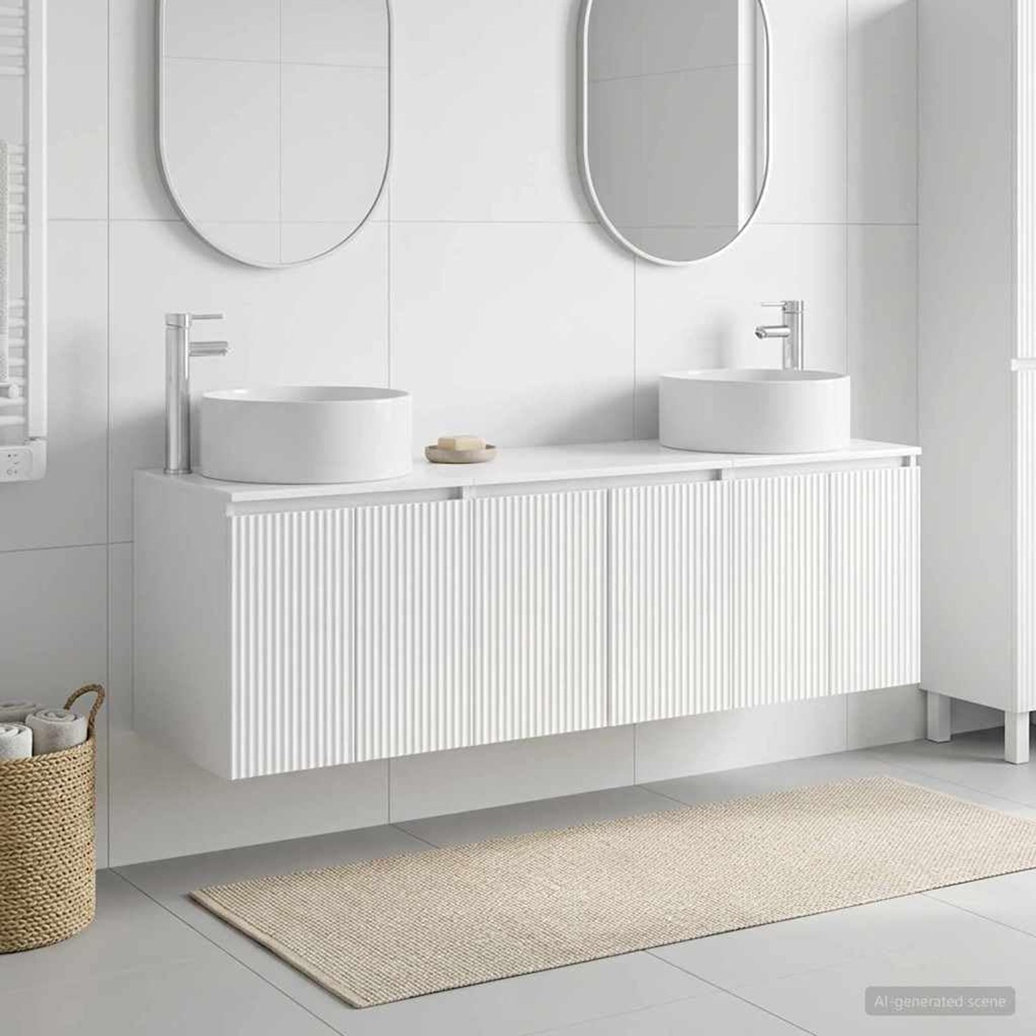 Badkamerkast set 3 stuks hoogglans wit muur hangend hout composiet