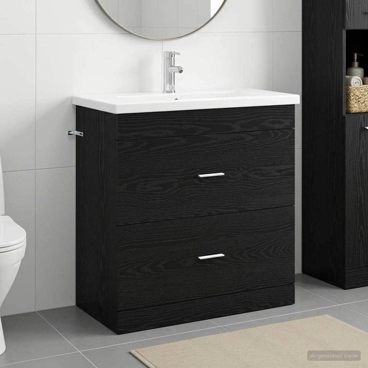 Badkamermeubelset zwart eiken 81 x 40 x 84,5 cm met wastafel
