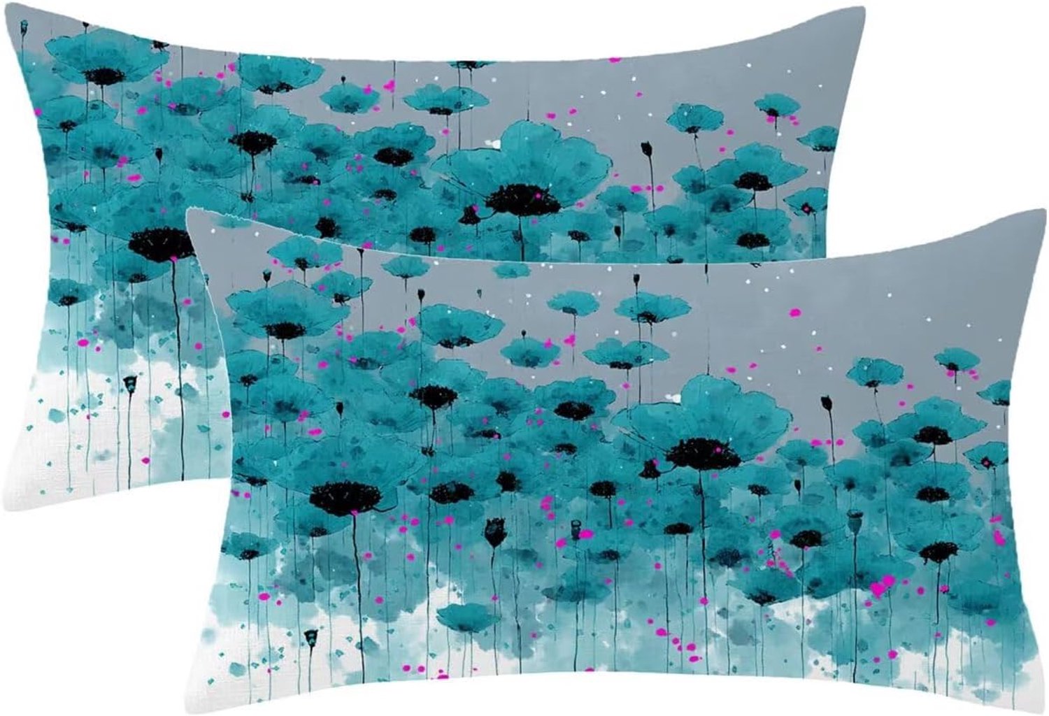 Kussenhoezen 40 x 60 cm, rechthoekige fluwelen kussenslopen, 2 stuks, sierkussen plantenpatroon met onzichtbare rits, dubbelzijdige kussenhoes voor thuis, woonkamerdecoratie, geschenken