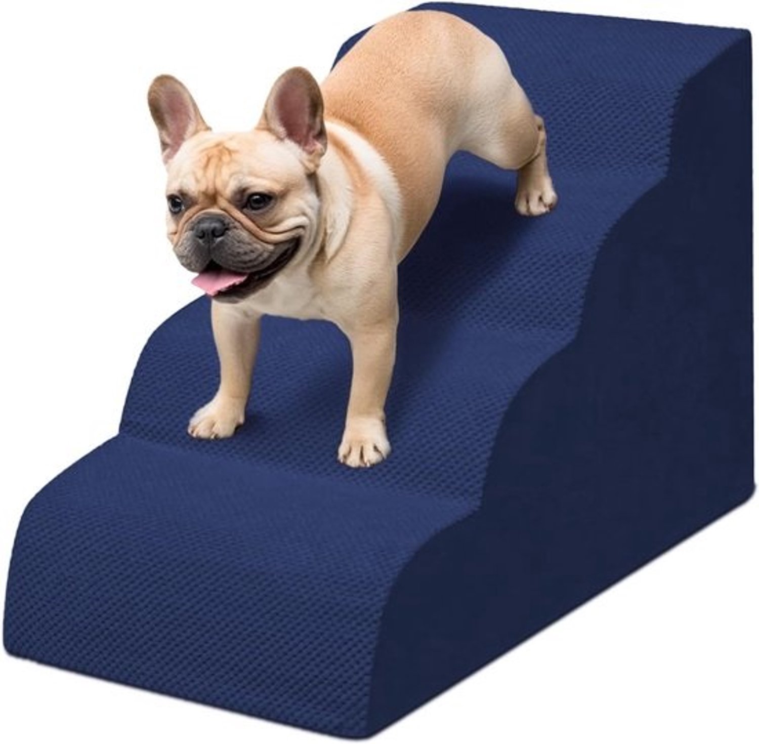 Trapje voor huisdieren - Ladder voor honden en katten - Veilig op meubels klimmen - 4 robuuste treden - 52 cm hoog - Marineblauw