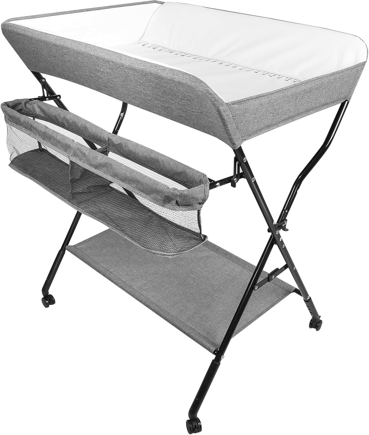 Opvouwbaar, luiertafel, babyluiertafel, beweegbare verzorging voor pasgeborenen, 86 x 62 x 96 cm, grijs