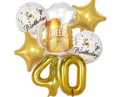 Ballon 40e verjaardag man vrouw, 40e verjaardag decoratie goud, verjaardagsdecoratie 40 jaar vrouwen, ballon bierfles decoratie voor verjaardag man, helium ballonnen bier decoratie 40e verjaardag