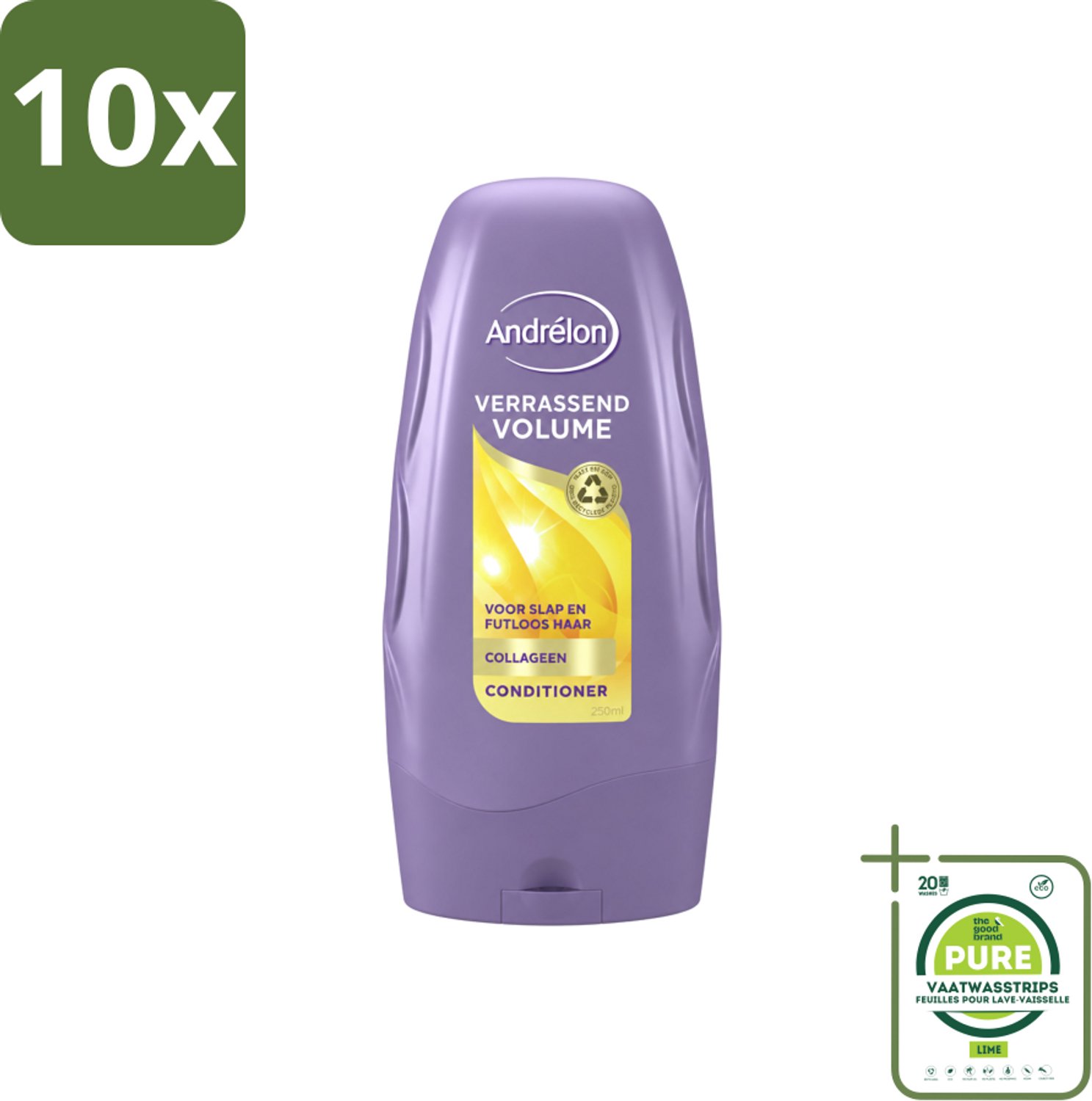 10 x Andrélon - Verrassend Volume - Conditioner - Luchtig & Vol Haar - 250 ml - Grootverpakking - Vaatwasstrips - Volume - Haarkleur - Haartype - Haartype - Haartype
