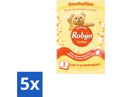 5 x Robijn - Zwitsal - Geurbuiltjes - Zachte Babygeur - Hypoallergeen - 3 Geurbuiltjes - Voordeelverpakking - 5 stuks