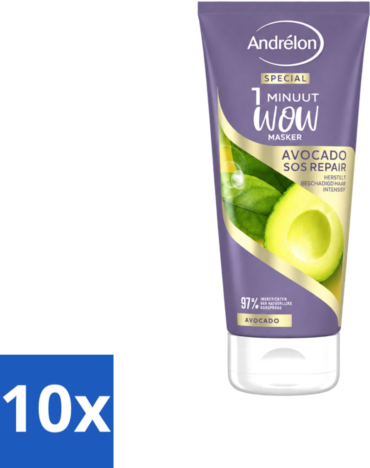 10 x Andrélon - 1 Minuut Wow Haarmasker - Avocado SOS Repair - 180 ml - Voordeelverpakking - 10 stuks