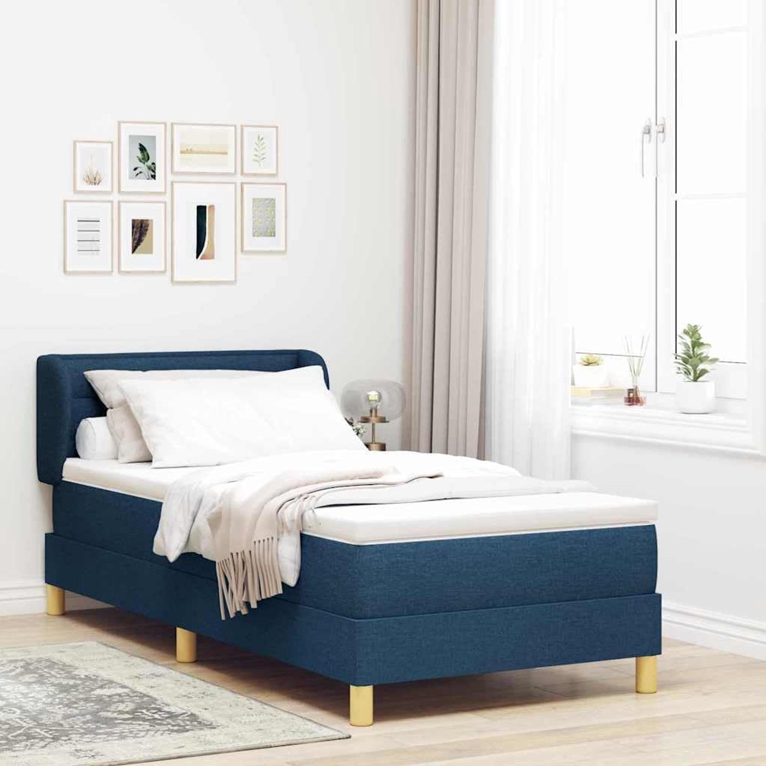 Boxspringbed Verstelbaar hoofdbord Modern Blauw 100x200 cm