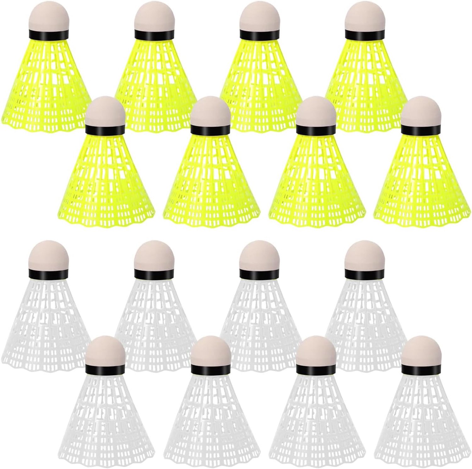 16 stuks veerballen, badmintonballen, nylon shuttballen, duurzame shuttballen, speed 2 kleuren, badmintonballen voor outdoor en indoor training, oefeningen, vrije tijd en beginners