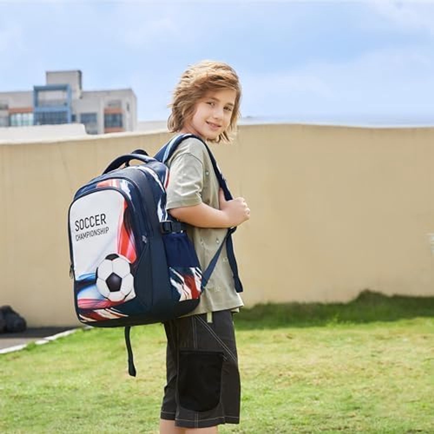 Jongens schooltas tiener schooltas 18 inch, wit