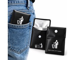 Draagbare Asbak Zak – Pocket Asbak voor Sigarettenpeuken en As – Compact Afsluitbaar Asbakzakje voor Onderweg, Reizen en Buiten – Zwart – 8 x 7,8 cm