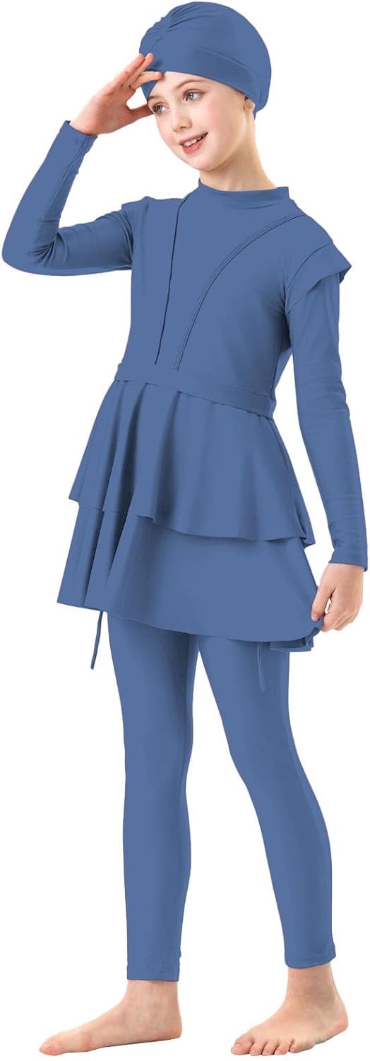 Badpak voor meisjes, kinderen, 1 stuk, uv-bescherming, zonwering, ruches, bedrukt, chic, zwemmen, strand, zwembad, vakantie, zomer, A43