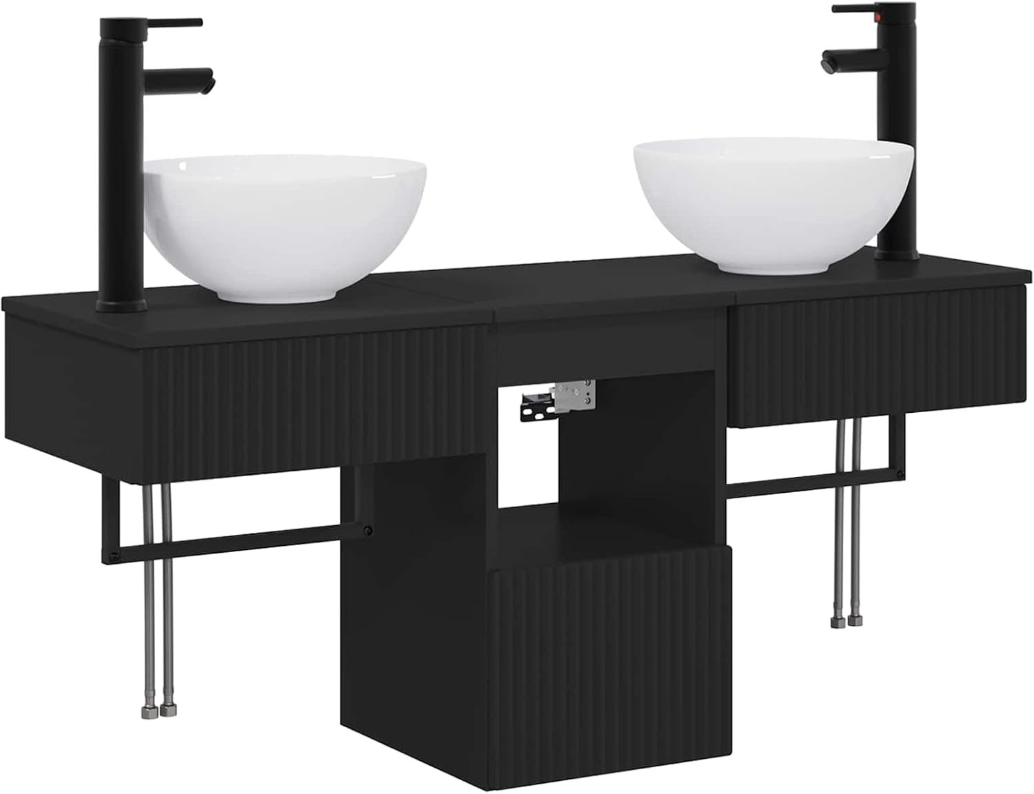Badkamermeubelset, 3-delig, zwart, houttechniek