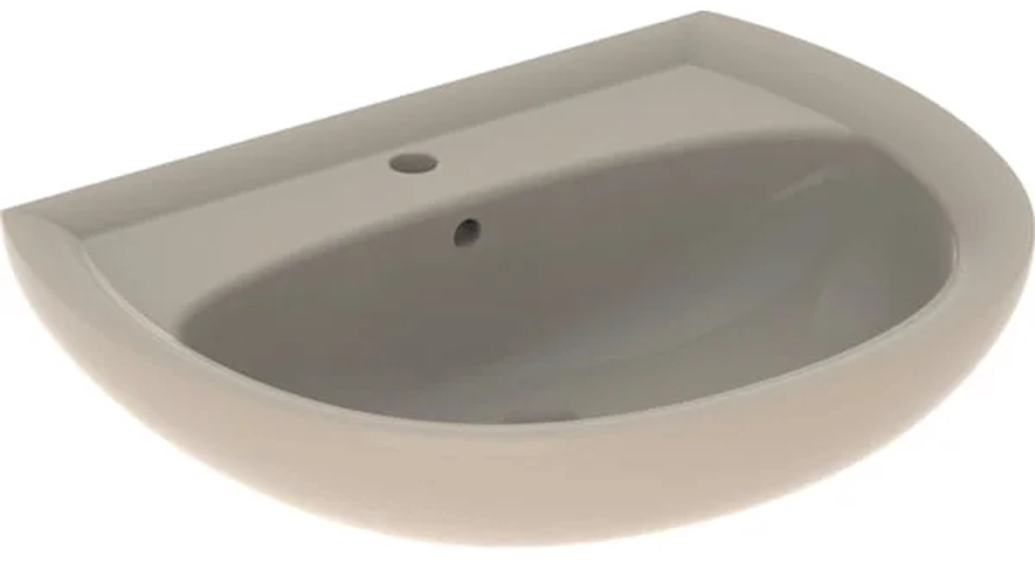 Geberit Renova wastafel: 65x51cm, kraangat=midden, overloop=zichtbaar, symmetrisch, bahamabeige, 223065080