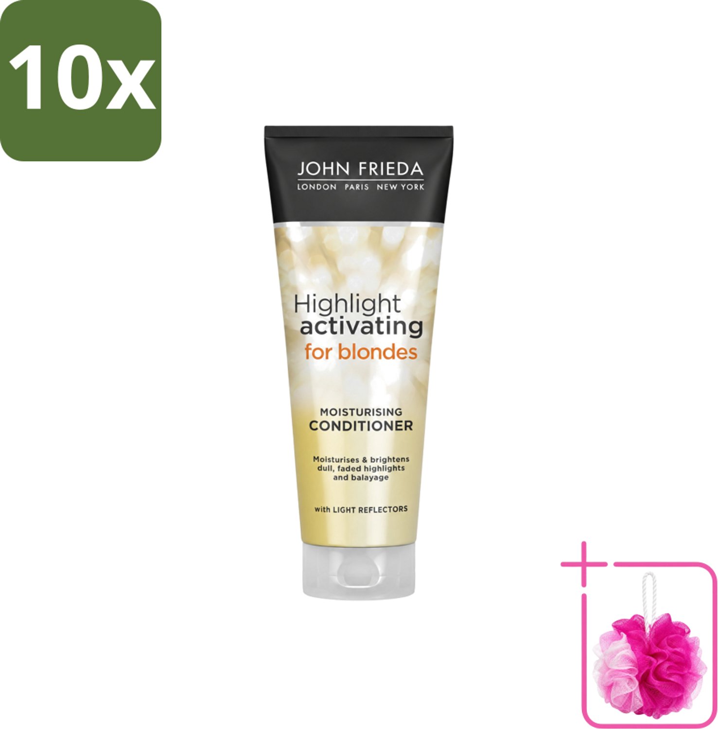 10 x John Frieda – Conditioner – Sheer Blonde – Verhelderend – 250 ml - Bulkverpakking - Blond haar verhelderen - Douchemop - Blonde haar verzorgen