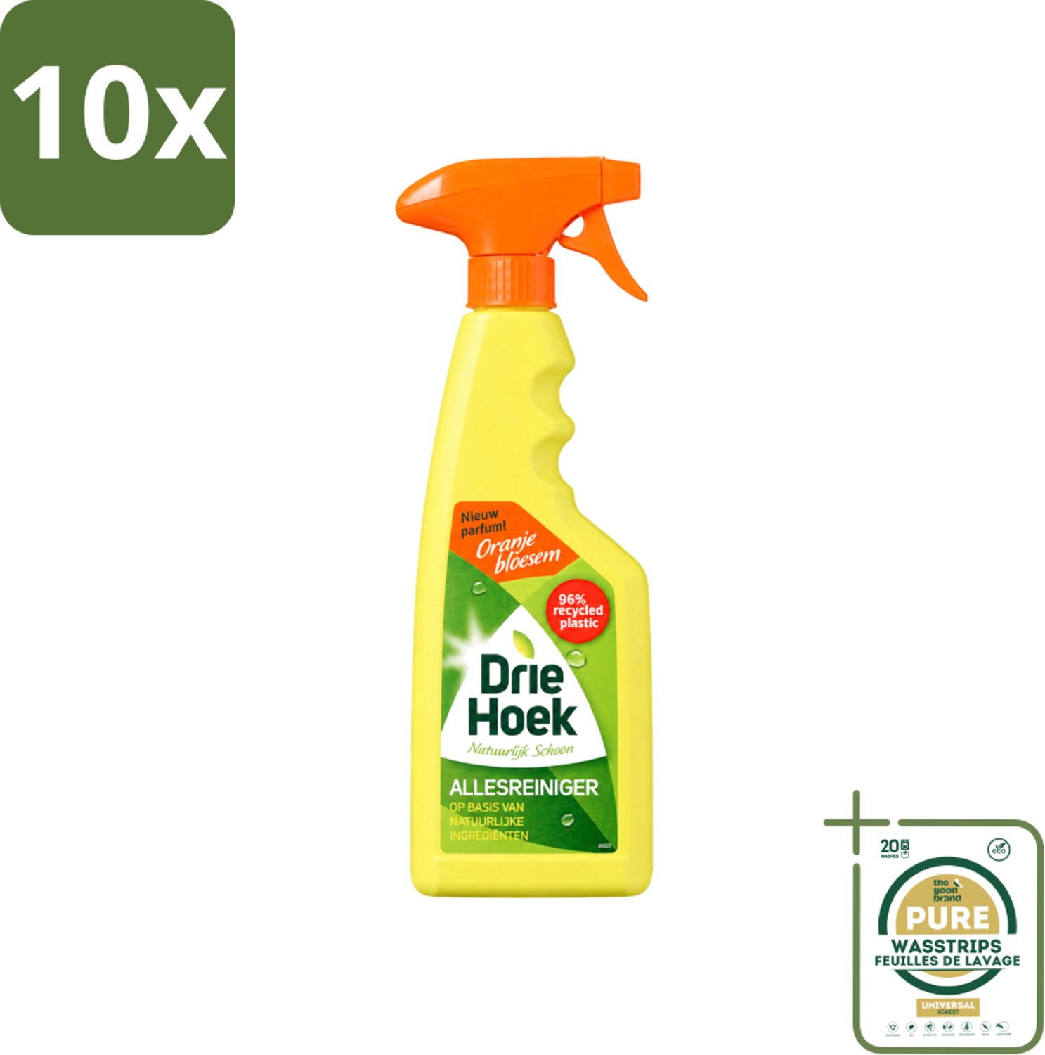 10 x Driehoek – Spray Allesreiniger – Oranjebloesem – 500 ml - Wasstrips - Allesreiniger Spray - Reinigingsmiddel - Huishoudelijke Reiniger - Hout Reinigen - Natuursteen Reinigen
