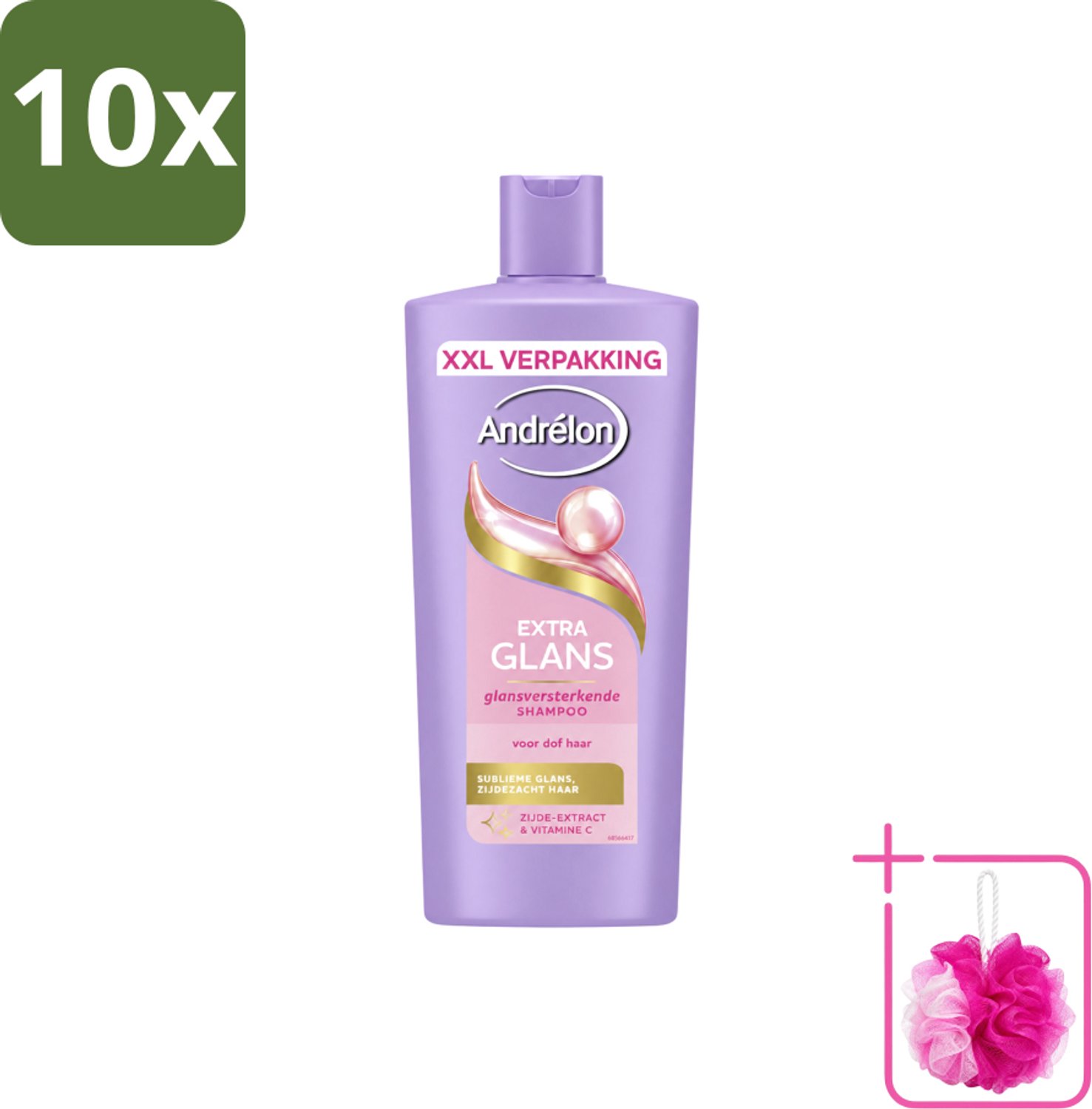 10 x Andrélon – Shampoo – Extra Glans – 685 ml - Bulkverpakking - Glans haar - Douchemop - Zijde extract
