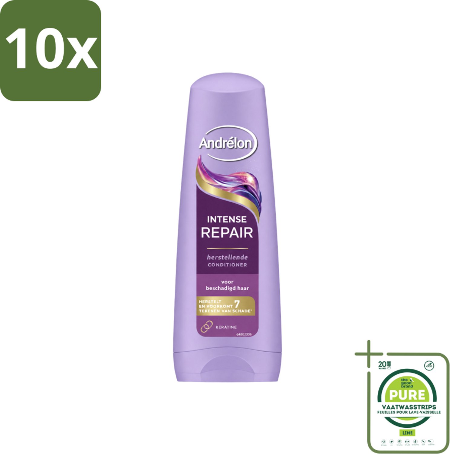 10 x Andrélon – Conditioner – Intense Repair – 200 ml - Grootverpakking - Vaatwasstrips - Haar Herstellen - Haar Beschermen - Haar Versterken - Keratine - Haar Schade