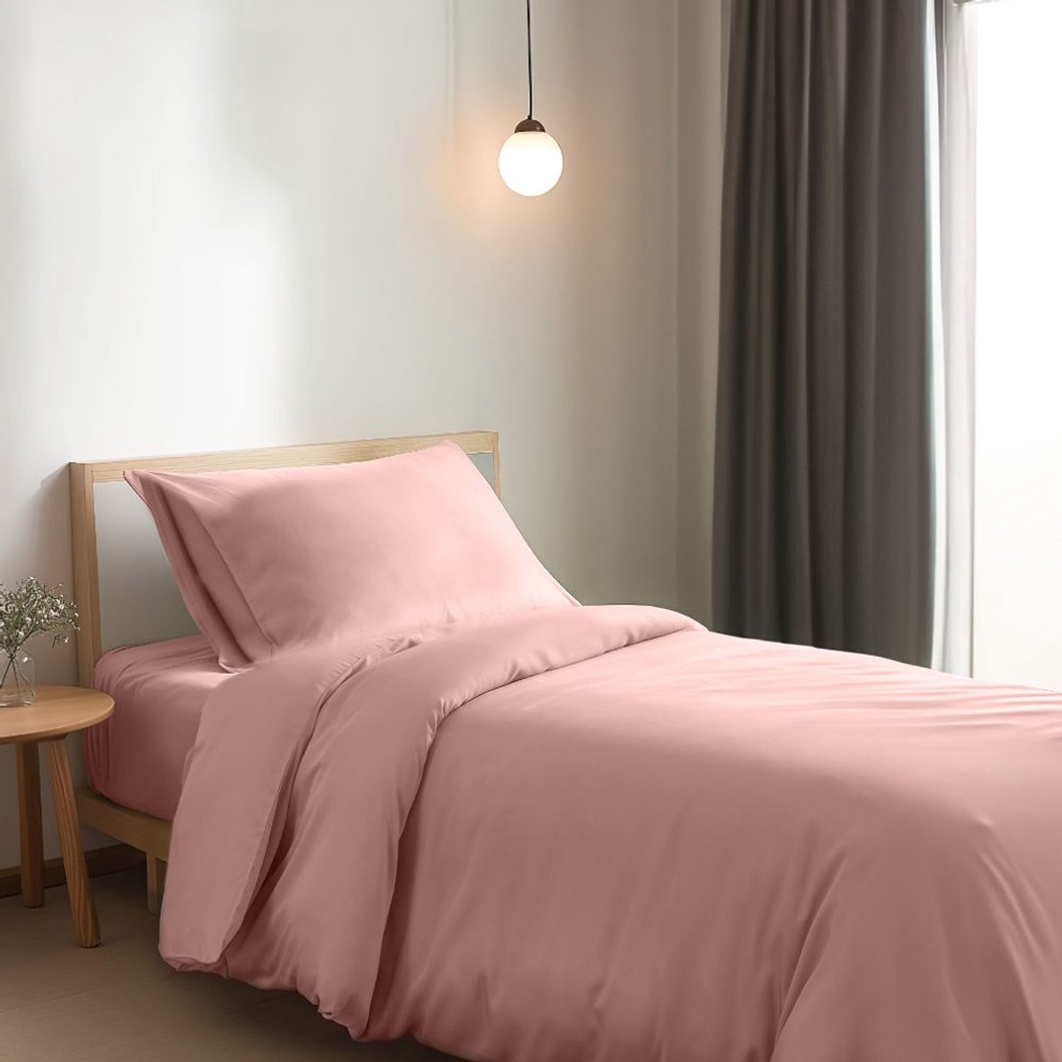 Boomba Bamboo bamboe beddengoedset - Cuddle Pink - 1-persoons - dekbedovertrek 140x220 cm, hoeslaken 80x200 cm en 2 kussenslopen 50x75 cm - 400TC satijn Roze