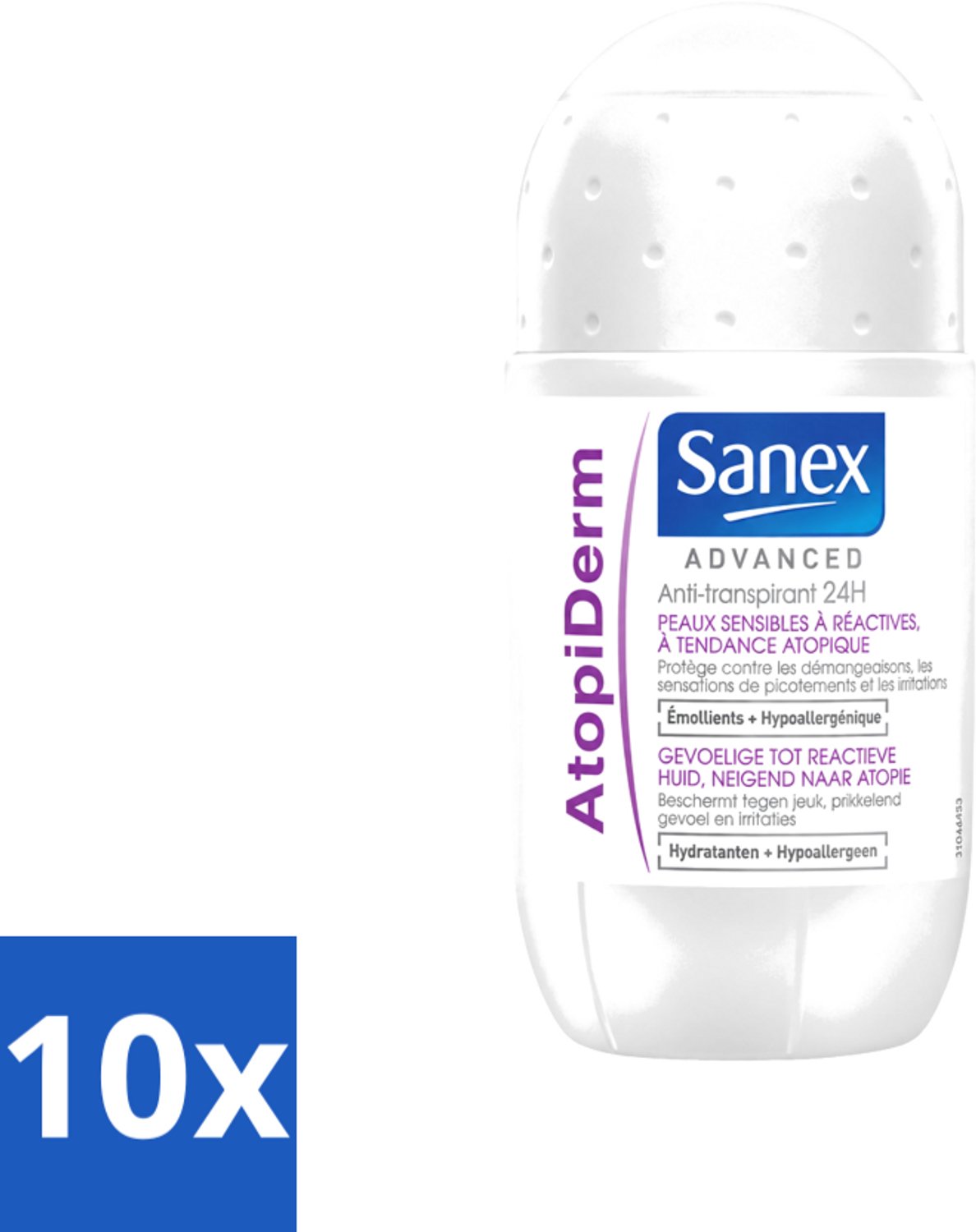 10 x Sanex Advanced - Gevoelig - Deodorant Roller - 24h Anti-Transpirant - Geavanceerd Atopiderm - 50 ml - Voordeelverpakking - 10 stuks