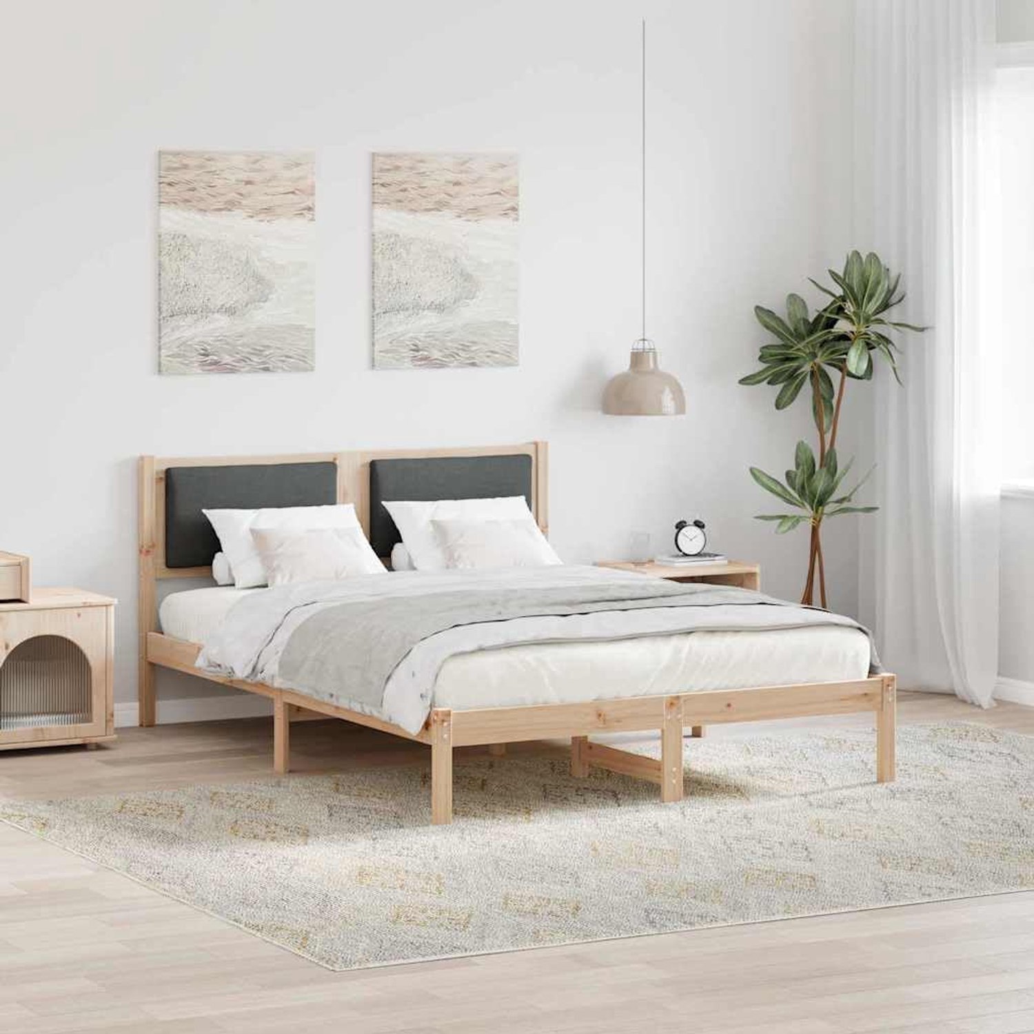 Grenenhout modern stijlvol donkergrijs 135 x 190 cm