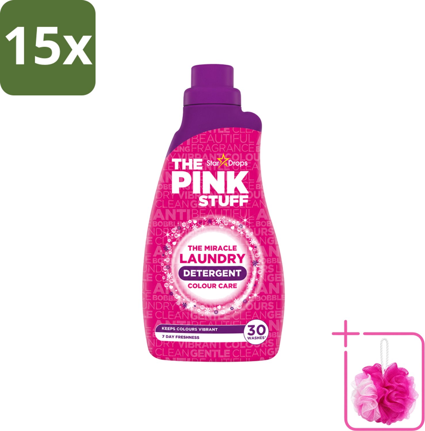 15 x The Pink Stuff - Wasgel - Gekleurde was - Wasmiddel - 30 Wasbeurten - 960ml - Bulkverpakking - Wasmiddel - Douchemop - Wasgel