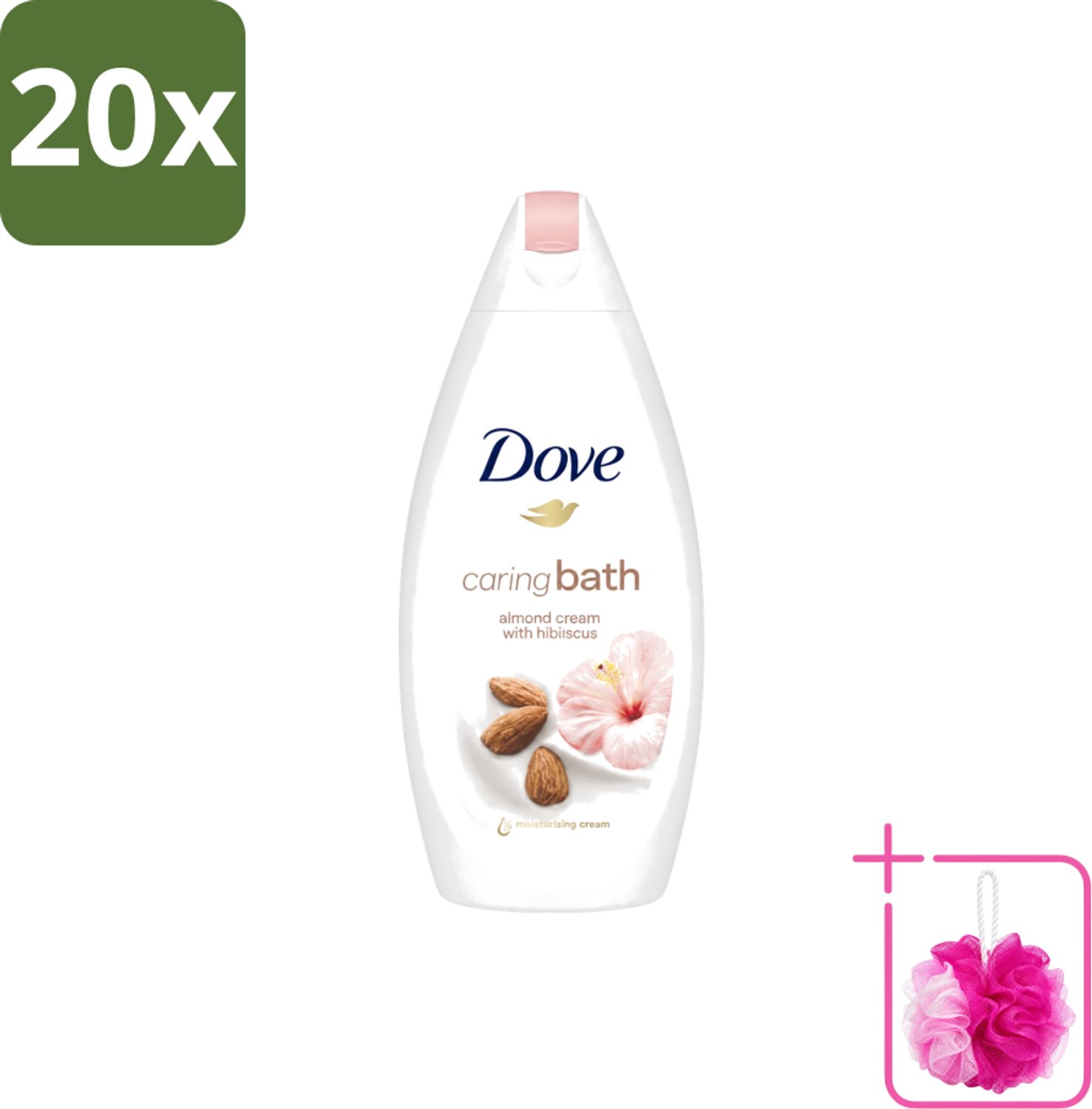 20 x Dove – Badcrème – Caring Bath Almond – 450 ml - Bulkverpakking - Badcrème - Douchemop - Badcrème voor huid