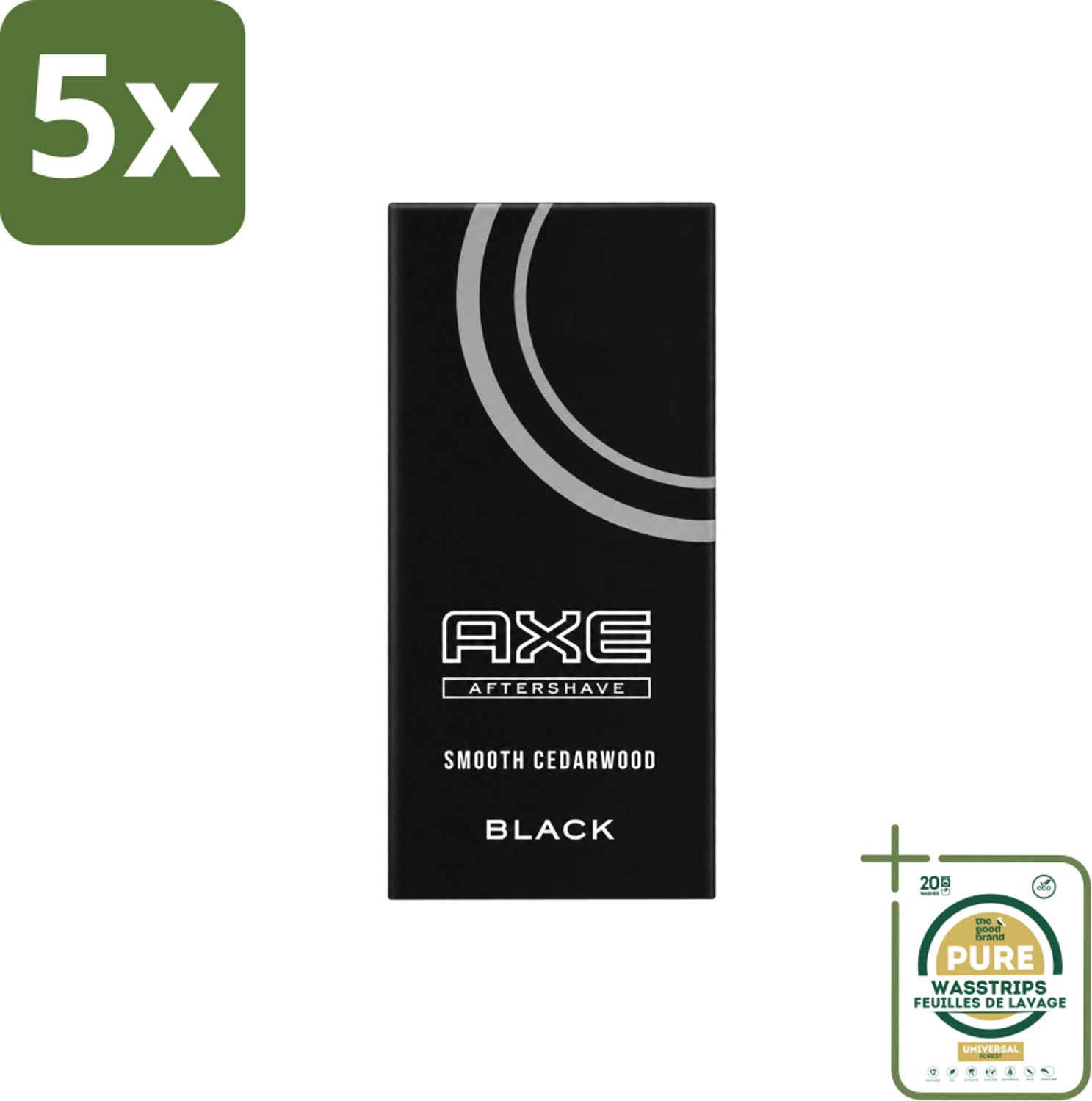 5 x Axe – Aftershave – Black – 100 ml - Wasstrips - Aftershave - Aftershave Black - Aftershave Voor Mannen - Huidverzorging Na Scheren - Kalmerende Aftershave