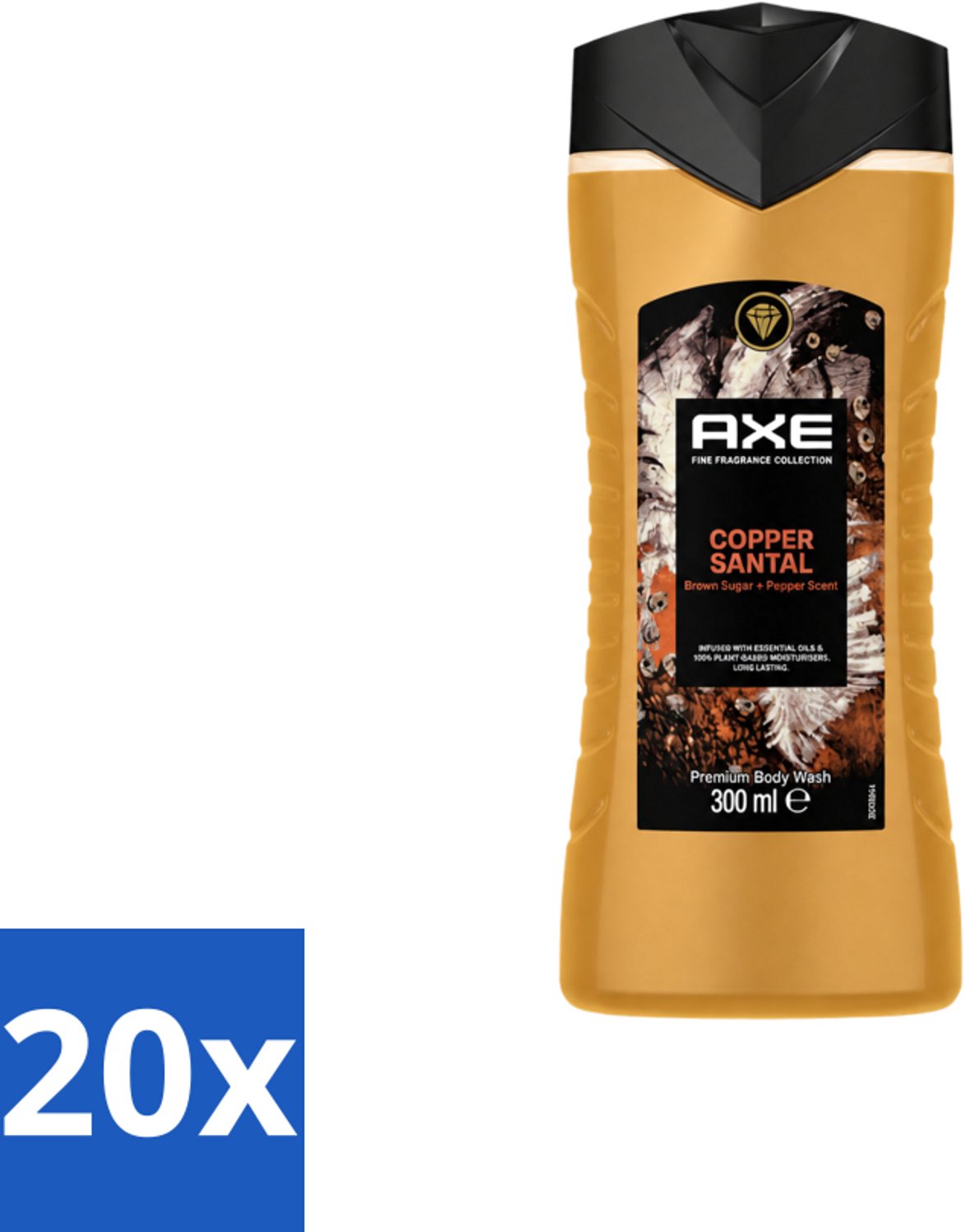 20 x Axe – Douchegel – Copper Santal – 300 ml - Voordeelverpakking - 20 stuks