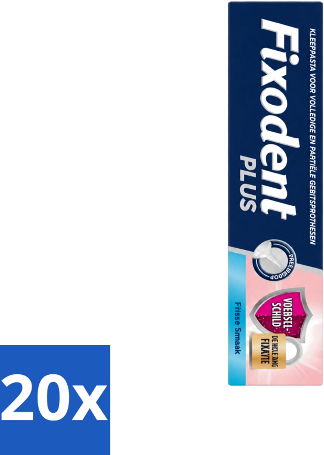 20 x Fixodent Plus – Kleefcrème – Food Barrier – Frisse Smaak – 40 g - Voordeelverpakking - 20 stuks