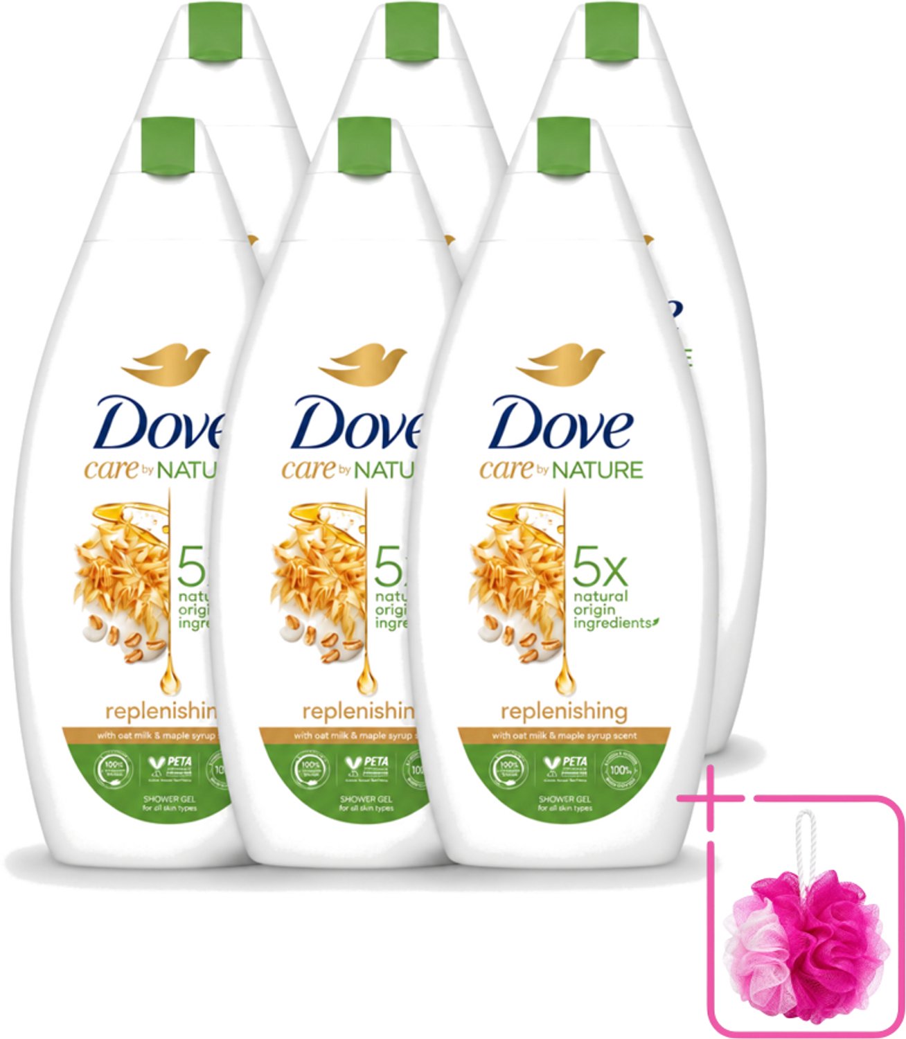 6 x Dove - Douchegel - Replenishing - Hydraterend en verzorgend - 400 ml - Bulkverpakking - Douchegel - Douchemop - Hydratatie