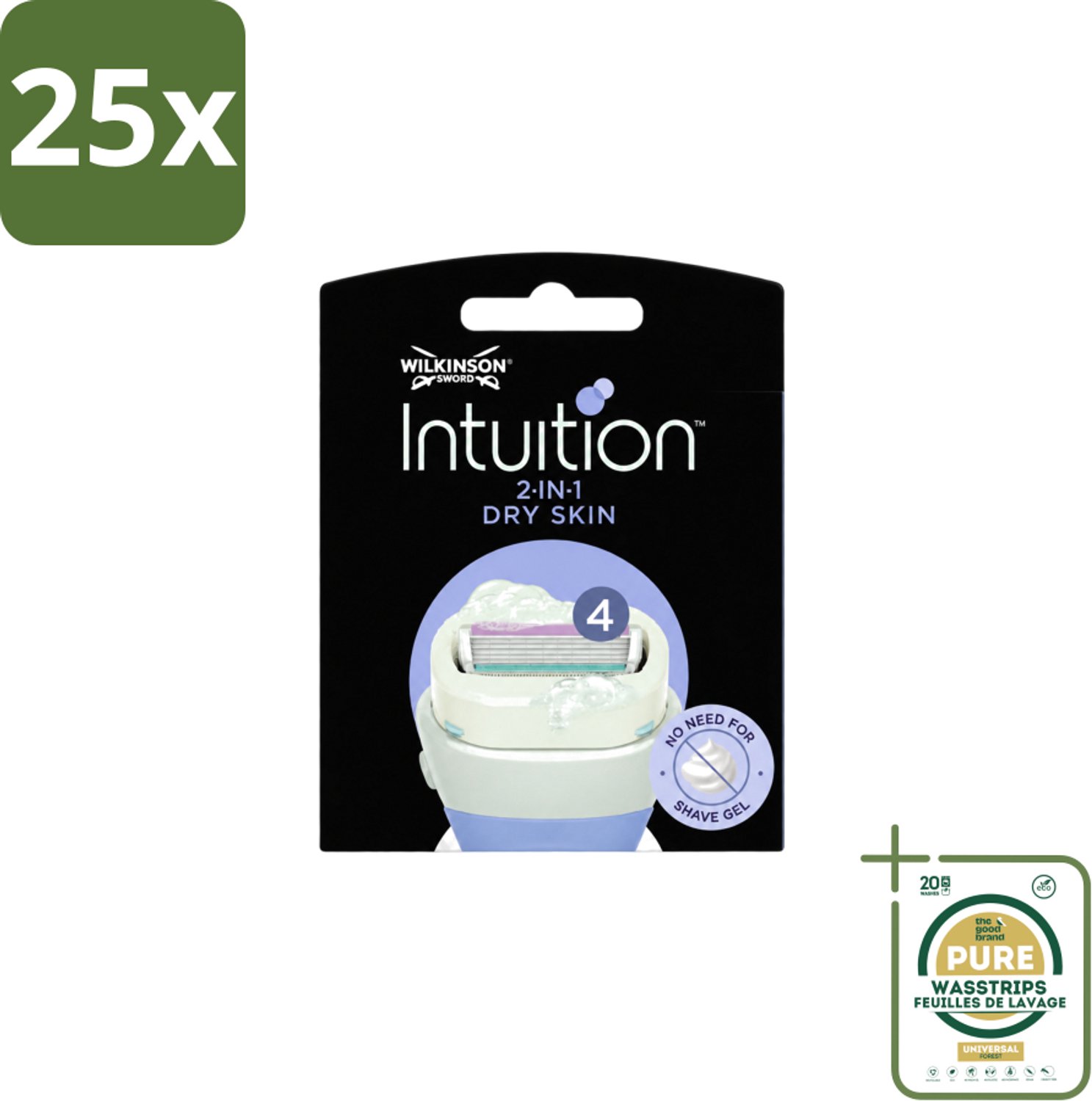 25 x Wilkinson – Scheermesjes – Intuition Dry Skin Coconut Milk & Almond Oil – 3 Scheermesjes - Wasstrips - Scheermesjes - Droge Huid - Kokosmelk - Amandelolie - Huidverzorging
