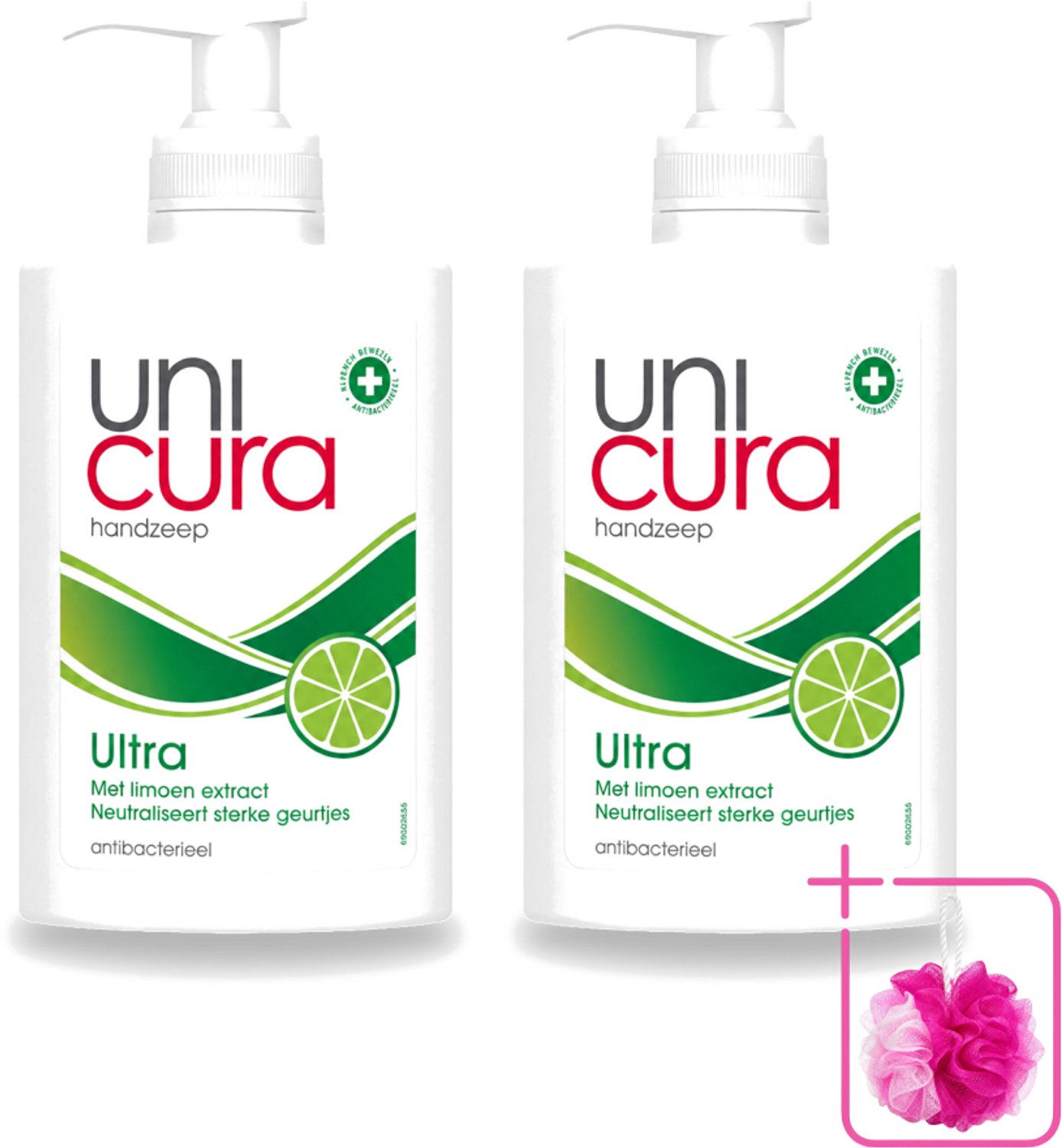 2 x Unicura - Vloeibare Zeep Ultra - Verzorgend - 250 ml Pomp - Bulkverpakking - Handzeep - Douchemop - Antibacteriële handzeep
