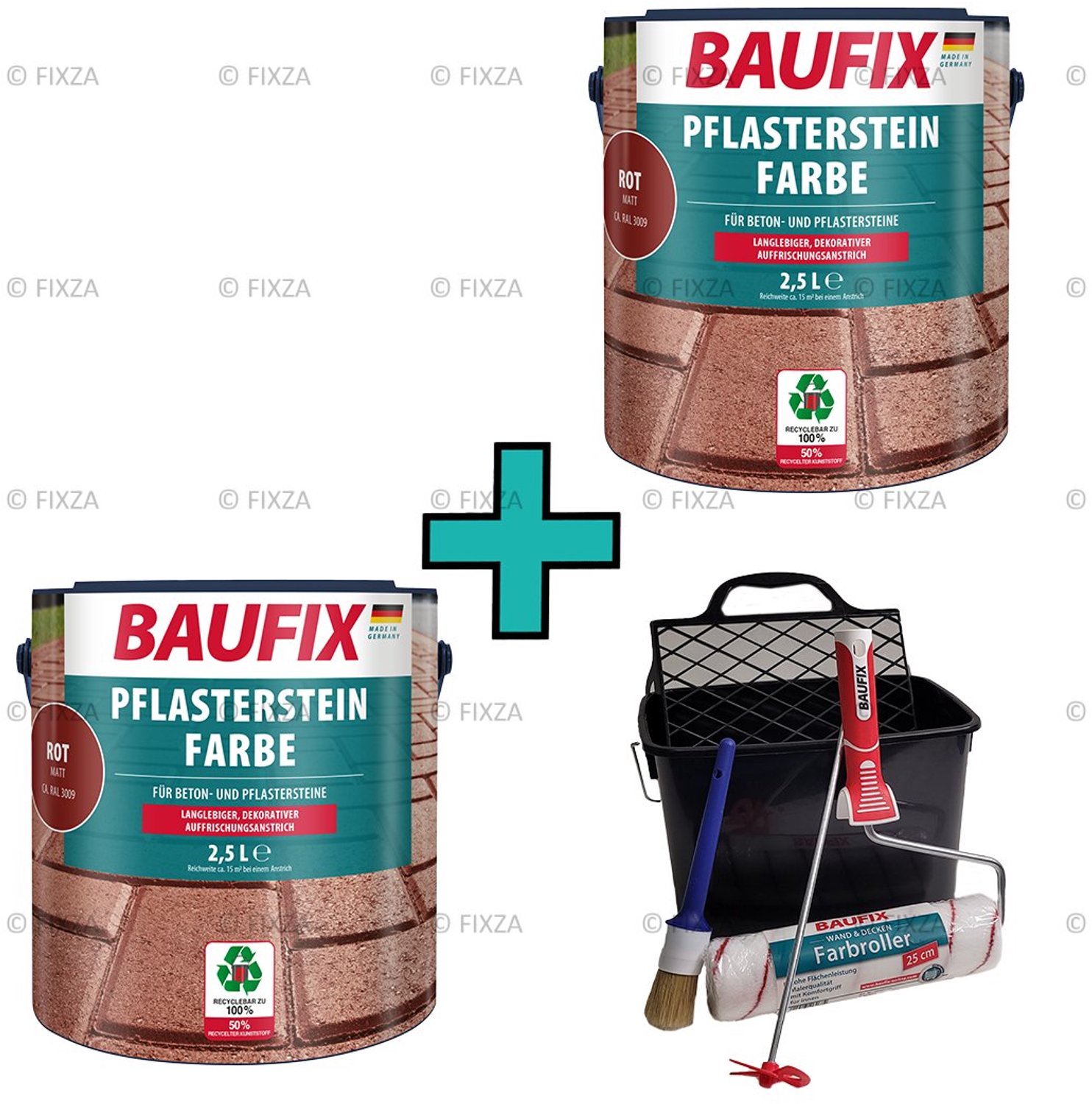 BAUFIX Impregnerende Tuintegel verf oxide rood + Verwerking set 15 m²