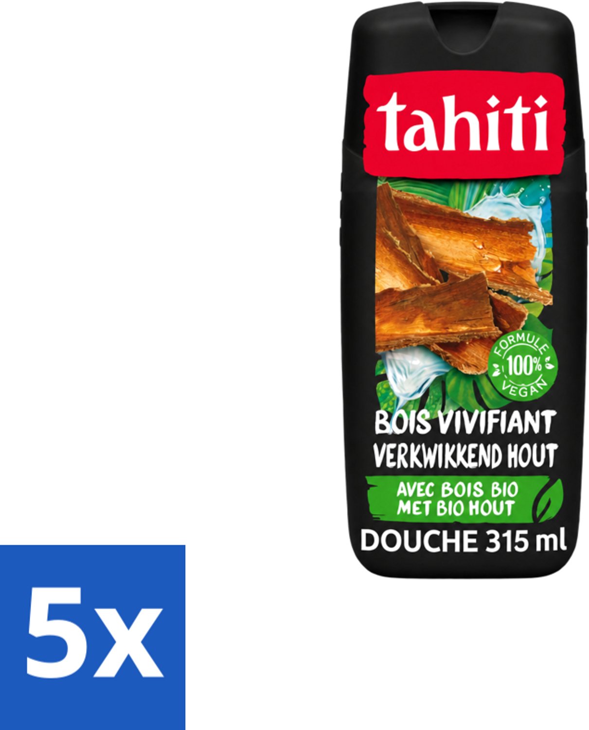 5 x Tahiti – Douchegel – Tropenhout Vegan - 315 ml - Voordeelverpakking - 5 stuks