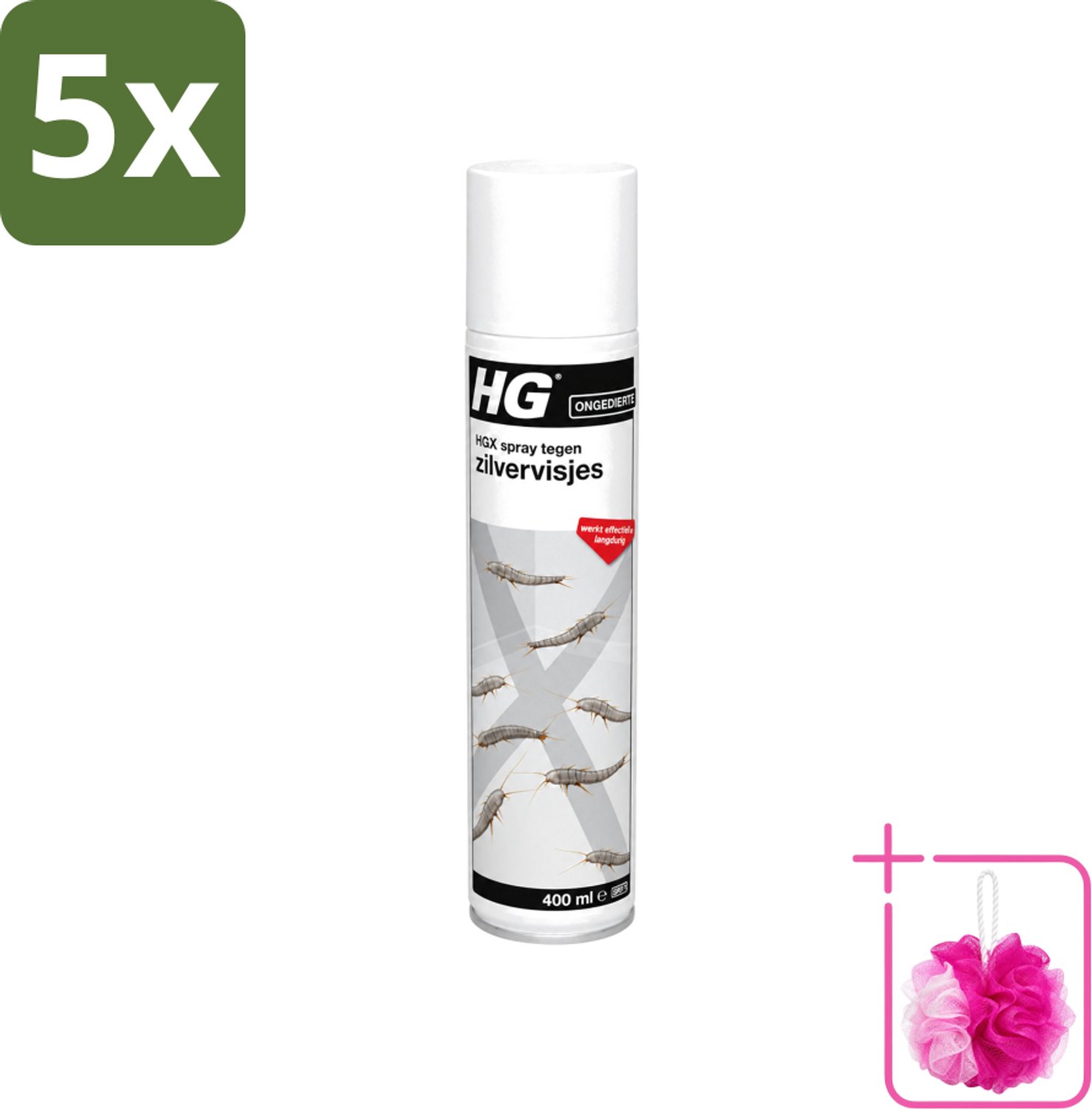 5 x HG X - Spray tegen Zilvervisjes - Langdurige Bescherming - 400 ml - Bulkverpakking - Zilvervisjes bestrijding - Douchemop - Zilvervisjes in huis