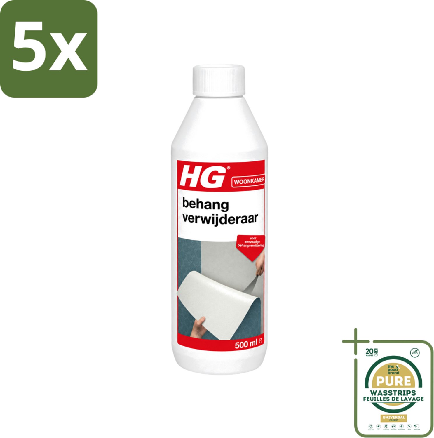 5 x HG - Behangverwijderaar - Voor Eenvoudige Behangverwijdering - 500 ml - Wasstrips - Behangverwijderaar - Behanglijm Verwijderen - Behang Verwijderen - Behang Reinigen - Behang Oplossen