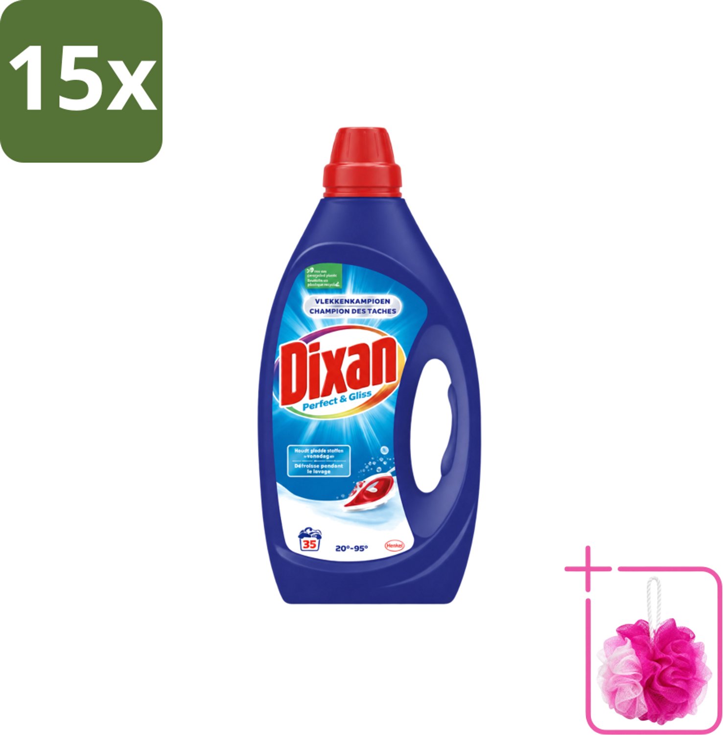 15 x Dixan – Vloeibaar Wasmiddel – Perfect & Gliss – 1750 ml - Bulkverpakking - Wasmiddel - Douchemop - Vlekkenverwijdering