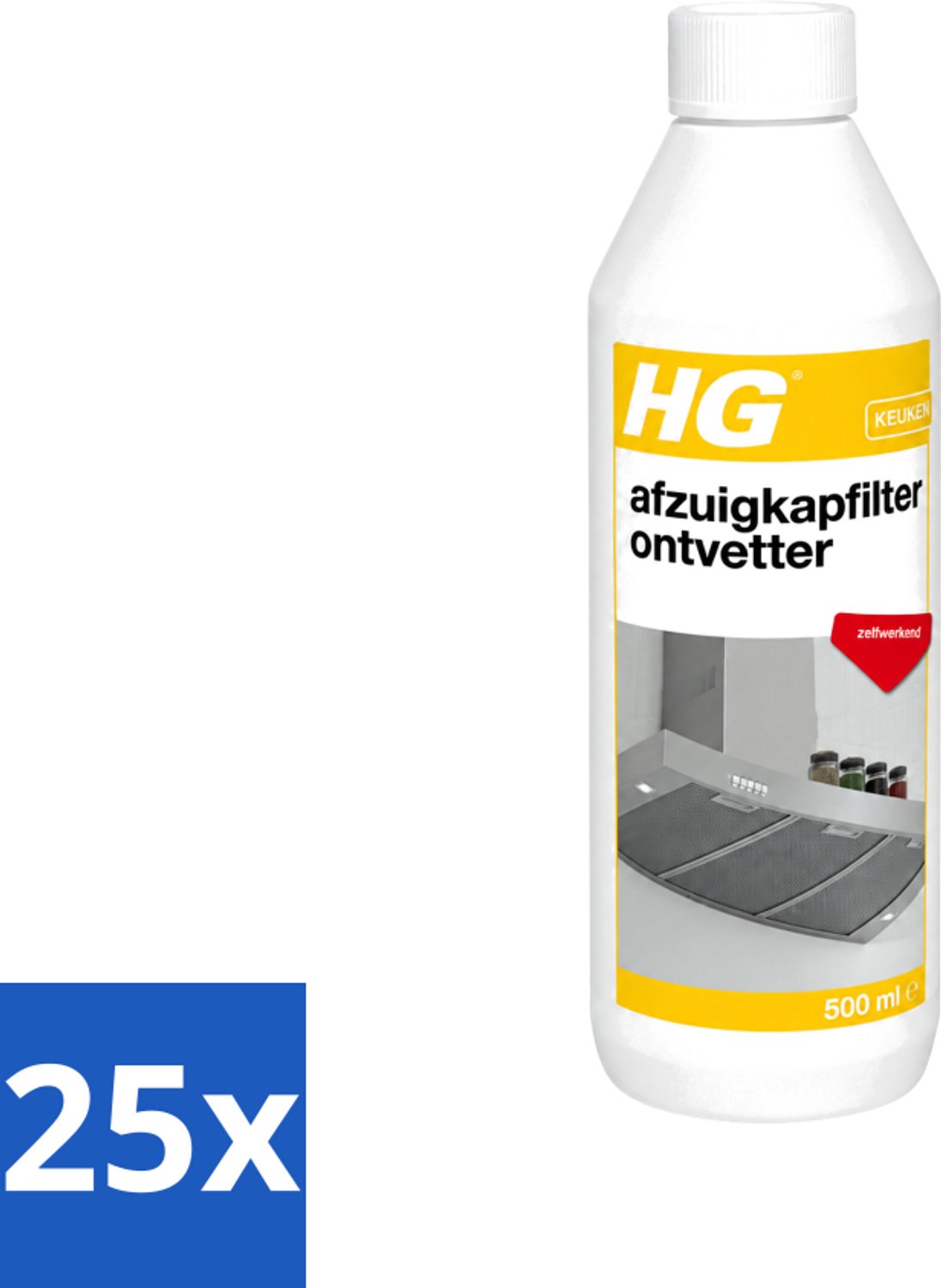 25 x HG - Afzuigkapfilter Ontvetter - Zelfwerkend - 500 ml - Voordeelverpakking - 25 stuks