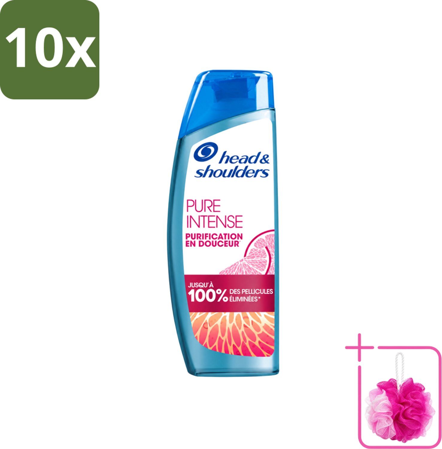 10 x Head & Shoulders - Anti-Roos Shampoo - Pure Intense - Grapefruit - 250 ml - Bulkverpakking - Anti-roos shampoo - Douchemop - Vet hoofd