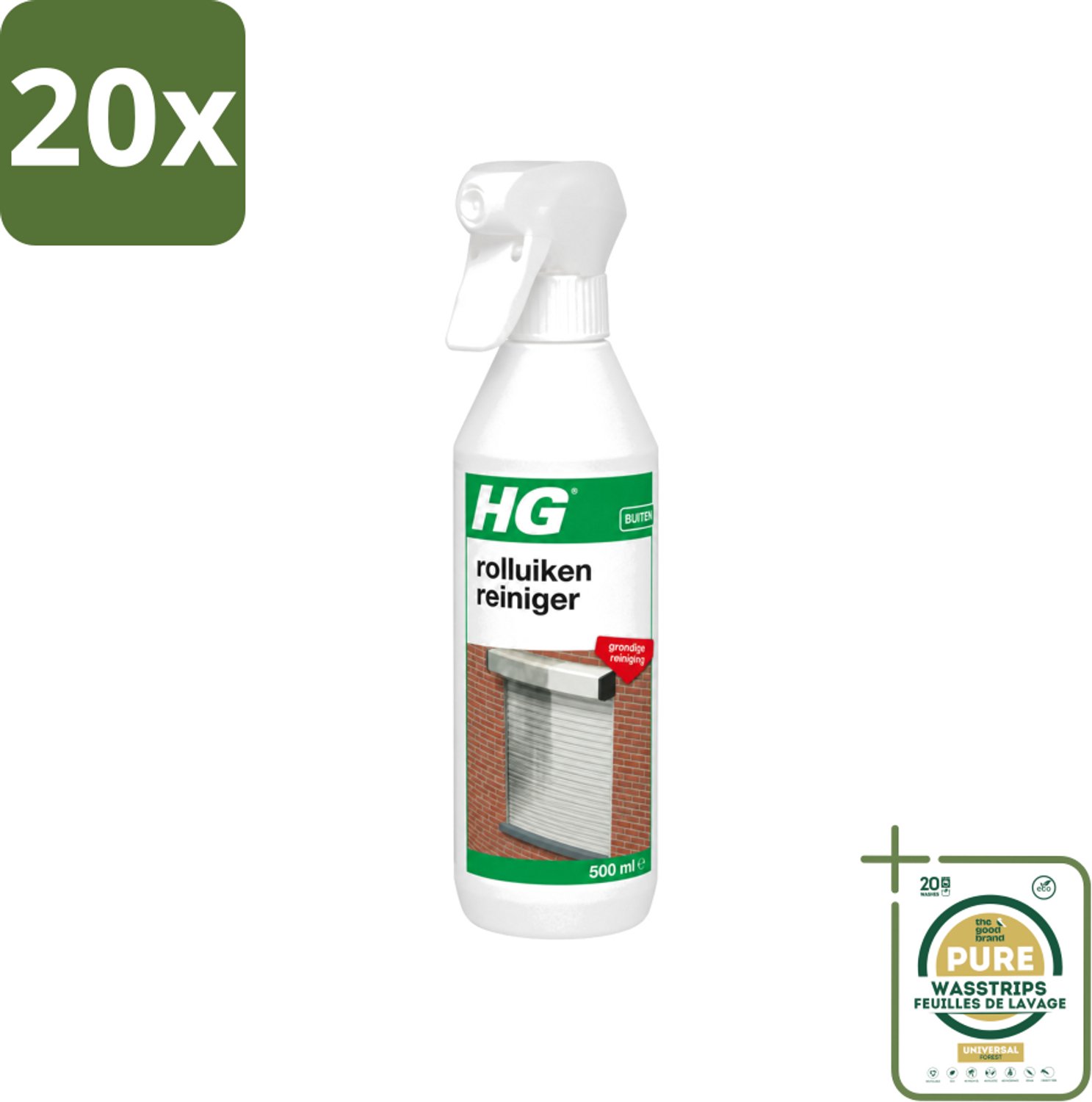20 x HG - Rolluikenreiniger - Grondige Reiniging - 500 ml - Wasstrips - Rolluiken Reinigen - Rolluiken Reiniger - Rolluik Reinigen - Rolluik Reinigingsproduct - Rolluik Reinigen Zonder Krassen