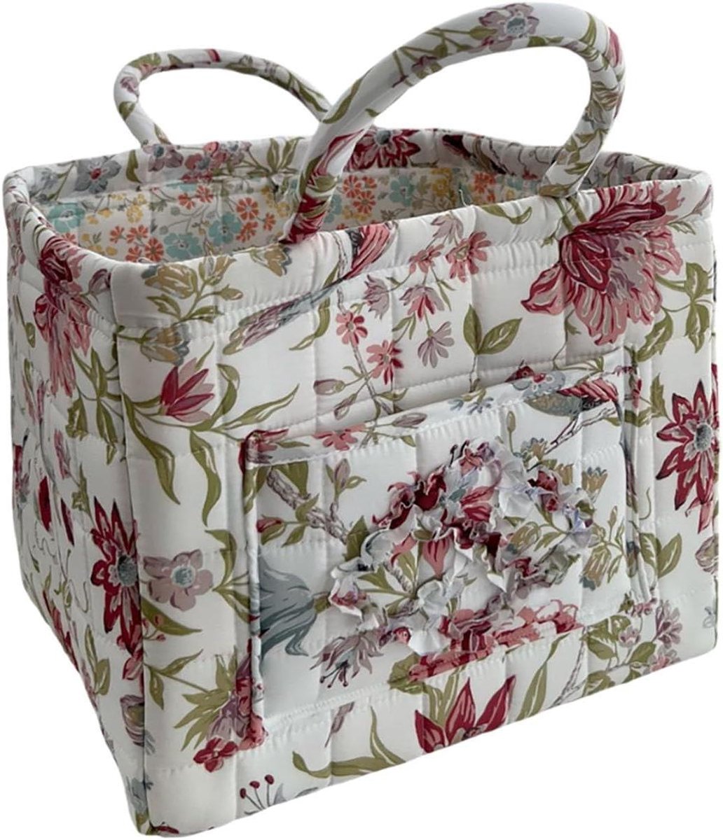 Draagtas Opbergmand - Opbergtas Boho - Huishoudelijke Opslag - Robuuste Polyester Stof - 33x27x26cm - beige
