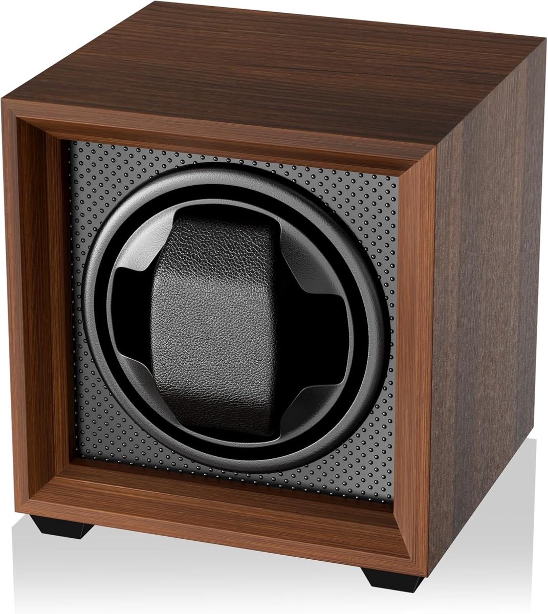 Horlogeopwinder, voor automatische horloges, stille motor, 2 instelmodi, vierkante walnootkleurige behuizing, met USB-oplaadaansluiting en traagschuim, voor mechanisch opwinden van je