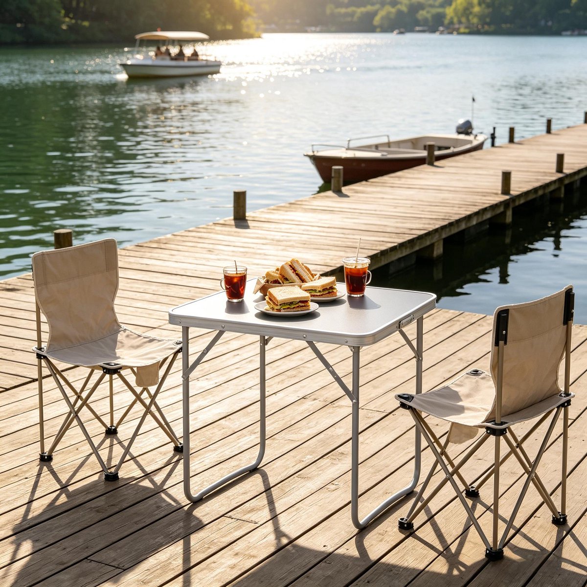 DESMIU Bistrotafel - Opklapbare Draagbare Tuintafel Voor Kamperen En Picknick - Aluminium, IJzer En MDF - 70x50x60 Cm - Grijs