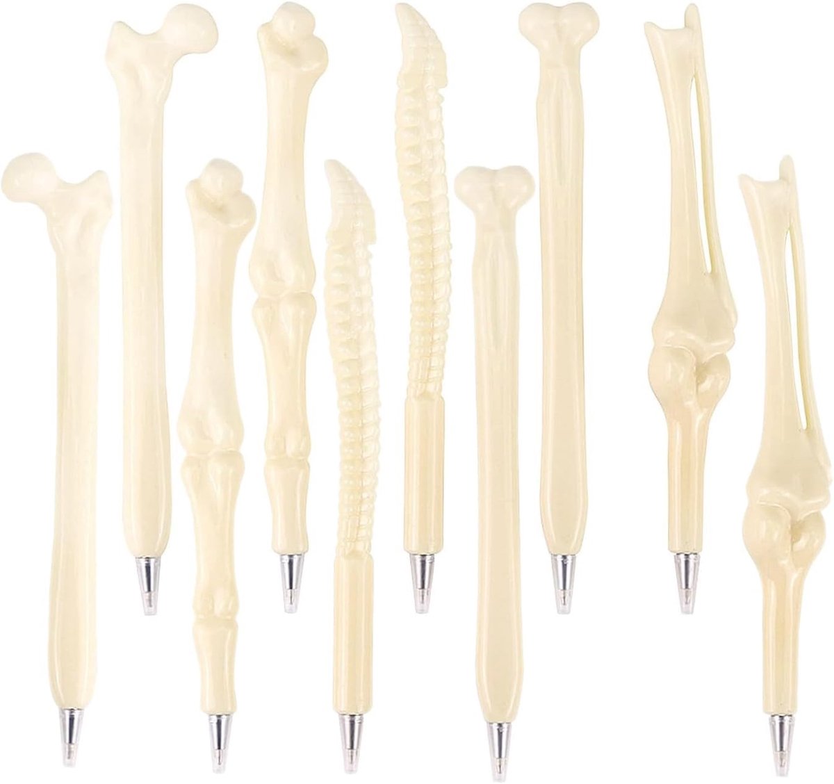 10x Nieuwigheid botten pen voor artsen en verpleegsters, hilarische funky pen blauwe inkt balpen grappige grap cadeau voor fysiotherapeut, orthopedist, radioloog, geneeskundestudent