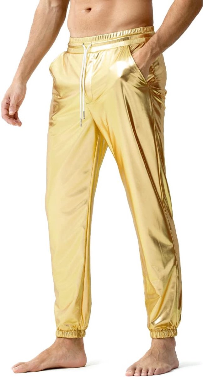 Metallic Glanzende Broek Heren - Disco Glitter Joggingbroek voor Nachtclubs