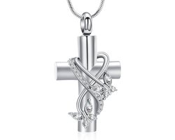 memorial jewelry Crematie-sieraad voor as, hanger, halskettingen, vlinder, kruis, urn, halsketting met kristallen vlinder, mini-crematie