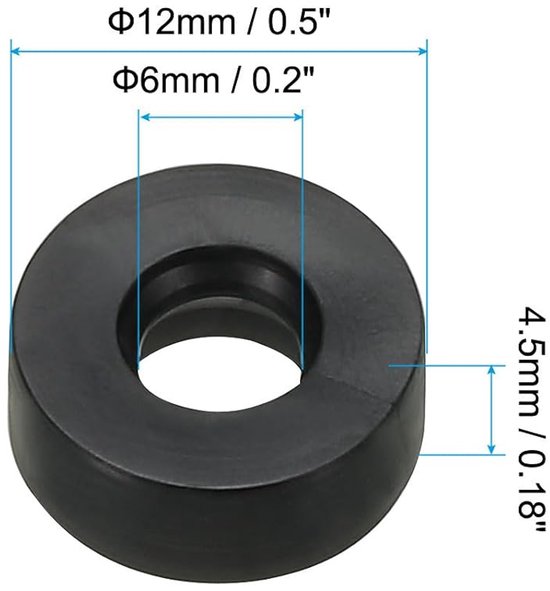 M6 rubberen platte sluitringen 10-pack 6mm ID 12mm OD 4,5mm dik dichtring afdichtingsringen bijlagschijven voor waterkraan buizen waterslang bevestiger bouten zwart — afbeelding 5
