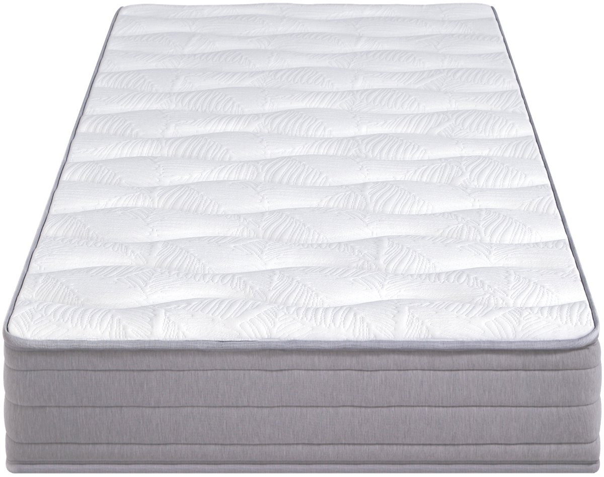 COVREO Matras 90x200 cm wit, stof en metaal H3 voor alle slaapposities